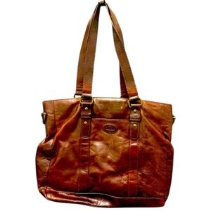 RARE Fossil Work Tote Vintage Genuine Leather Bag RESTORED